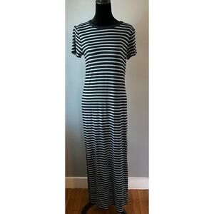 Michael Kors Navy Blue Striped Tshirt Maxi Dress